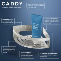 Tiger Caddy Hoekkorf Klein RVS 18 Tiger Caddy Hoekkorf Klein RVS -Badkamer Winkel 123 1089