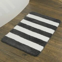 Sealskin Badmat Linje Grijs Met Wit 90x60 Cm -Badkamer Winkel 123 1734