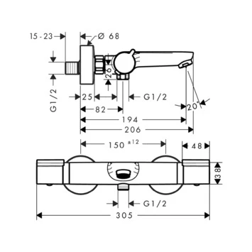 Hansgrohe Thermostatische Badkraan Versostat2 Chroom 15 Cm 5 Hansgrohe Thermostatische Badkraan Versostat2 Chroom 15 Cm - Afbeelding 3