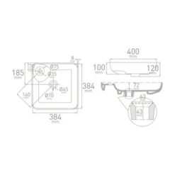Van Marcke Waskom Fontana Opbouw Wit Keramiek 40x40x12.5 Cm -Badkamer Winkel 123 2487
