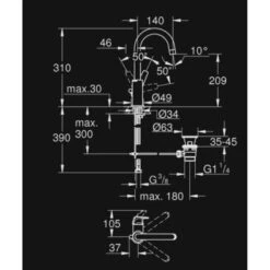 GROHE Wastafelkraan Start Flow L-size Met Hendel En Waste Chroom -Badkamer Winkel 123 3062