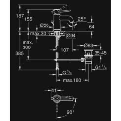 GROHE Wastafelkraan Start Classic S-size Met Hendel En Waste Chroom -Badkamer Winkel 123 3169