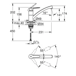 Grohe Keukenkraan Start Eco Met Hendel Chroom -Badkamer Winkel 123 3313