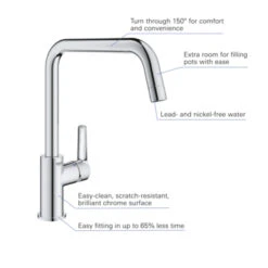 Grohe Keukenkraan Start Hoge U-uitloop QuickFix Chroom 17 Grohe Keukenkraan Start Hoge U-uitloop QuickFix Chroom -Badkamer Winkel 123 3319