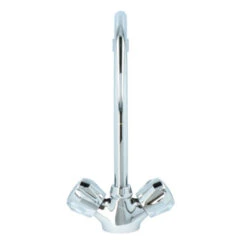 Handson Keukenkraan Thomas 2-knops Chroom Met Uitloop 235mm -Badkamer Winkel 123 3422