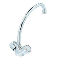 Handson Keukenkraan Thomas 2-knops Chroom Met Uitloop 235mm -Badkamer Winkel 123 3423