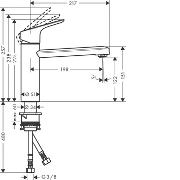 Hansgrohe Keukenkraan Focus M43 Met Hendel RVS 120 4 Hansgrohe Keukenkraan Focus M43 Met Hendel RVS 120 - Afbeelding 2
