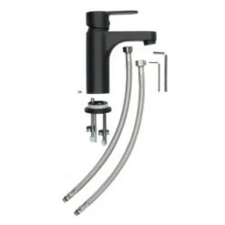 Atlantic Wastafelkraan Parker Met Hendel Zwart -Badkamer Winkel 123 3528