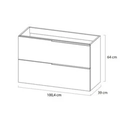 Tiger Badmeubelset Pocket 100 Cm Met 2 Lades Wit Incl. Looppoten -Badkamer Winkel 123 380