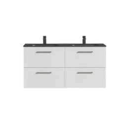 Tiger Badkamermeubel Studio 120cm Hoogglans Wit/matzwart Met Ronde RVS Greep -Badkamer Winkel 123 400