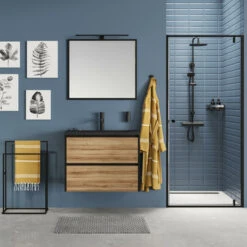 Tiger Reverse Meubelset 80 Cm Met 2 Lades Chalet Eik / Mat Zwart Inclusief Quadro Wastafel Mat Zwart 17 Tiger Reverse Meubelset 80 Cm Met 2 Lades Chalet Eik / Mat Zwart Inclusief Quadro Wastafel Mat Zwart -Badkamer Winkel 123 411