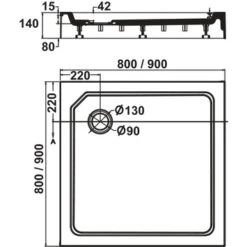 Sealskin Douchebak Fusion Vierkant Opbouw 80x80x14 Cm Wit -Badkamer Winkel 123 4112