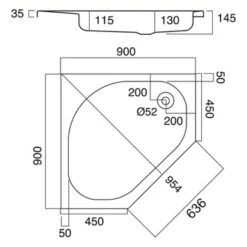 Sealskin Douchebak Optimo 5-hoek Hoekinstap Inbouw 90x90x14 Cm -Badkamer Winkel 123 4124