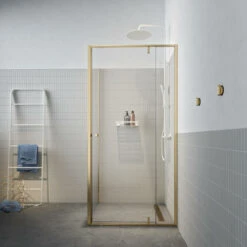 Sealskin Draaideur Met Zijwand Contour 100x100x200 Cm Goud Geborsteld