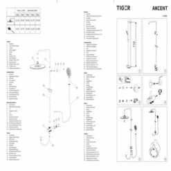 Tiger Regendoucheset Akcent Zwart Messing -Badkamer Winkel 123 4422