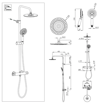 Tiger Regendoucheset Akcent Zwart/messing Incl Kraan En Handdouche Met 3 Straalstanden 10 Tiger Regendoucheset Akcent Zwart/messing Incl Kraan En Handdouche Met 3 Straalstanden - Afbeelding 8