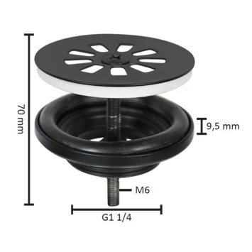 Differnz Afvoerplug Voor Fontein Mat Zwart 3 Differnz Afvoerplug Voor Fontein Mat Zwart - Afbeelding 2