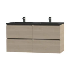 Tiger Karlo Badkamermeubel 120 Cm Naturel Eiken Met Wastafel Zwart