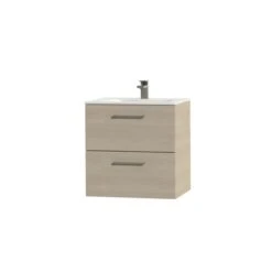 Tiger Badkamermeubel Studio 60cm Naturel Eik/matwit Met RVS Greep -Badkamer Winkel 123 689