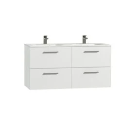 Tiger Badkamermeubel Studio 120cm Hoogglans Wit/matwit Met RVS Greep