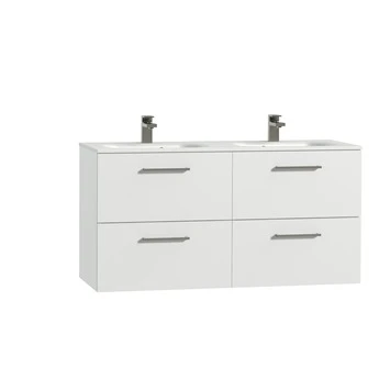 Tiger Badkamermeubel Studio 120cm Hoogglans Wit/matwit Met RVS Greep 3 Tiger Badkamermeubel Studio 120cm Hoogglans Wit/matwit Met RVS Greep