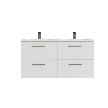 Tiger Badkamermeubel Studio 120cm Hoogglans Wit/matwit Met RVS Greep 4 Tiger Badkamermeubel Studio 120cm Hoogglans Wit/matwit Met RVS Greep - Afbeelding 2