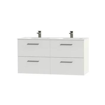 Tiger Badkamermeubel Studio 120cm Hoogglans Wit/matwit Met RVS Greep 5 Tiger Badkamermeubel Studio 120cm Hoogglans Wit/matwit Met RVS Greep - Afbeelding 3