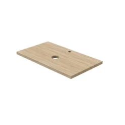 Tiger Maryport Badkamermeubelset 80 Cm Mat Zwart Met Licht Eiken Houten Wasblad, Keramische Opzetkom En Matzwarte Grepen -Badkamer Winkel 123 759