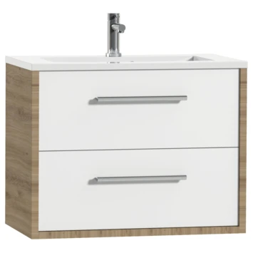 Tiger Badkamermeubel Boston 80 Cm Chalet Eik Met Polybeton Wastafel Wit En Ronde Grepen Chroom 4 Tiger Badkamermeubel Boston 80 Cm Chalet Eik Met Polybeton Wastafel Wit En Ronde Grepen Chroom - Afbeelding 2