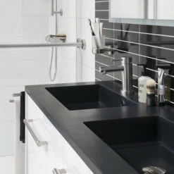 Tiger Karlo Badkamermeubel 120cm Chalet Eik Met Zwart Wastafelblad -Badkamer Winkel 123 785